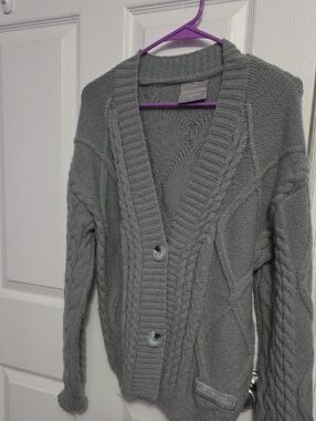 Taylor Swift Gray Cable-Knit Button Cardigan